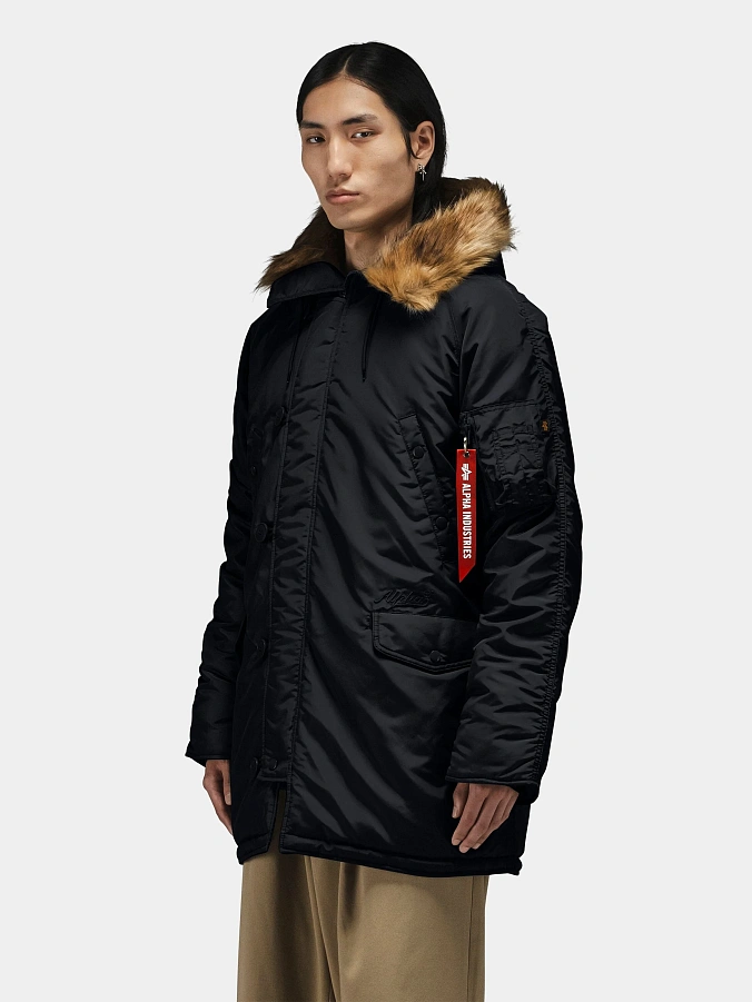 Мужская куртка парка Alpha Industries N-3B Logo Oxford Parka Black